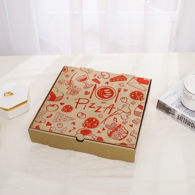 Recyclable 100% paper Kraft Corrugated Pizza Box With 4C Color Printing
