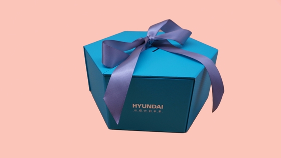 Double Flaps Luxury Rigid Boxes , Hexagon Gift Box Offset PMS UV Printing