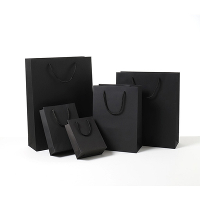 4C PMS Custom Black Paper Bags With Handles Wholesale FSC ROHS certificate