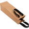 Recyclable Brown Kraft Corrugated Box with Ribbon handle for Wine bottles 14X4X4 inch Size